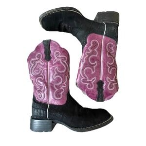 Ariat‎ Women's Quickdraw Western Boots Black Purple Leather Size 8 EUC